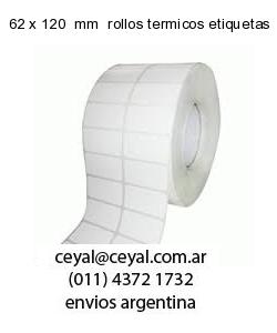 62 x 120  mm  rollos termicos etiquetas