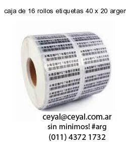 caja de 16 rollos etiquetas 40 x 20 argentina