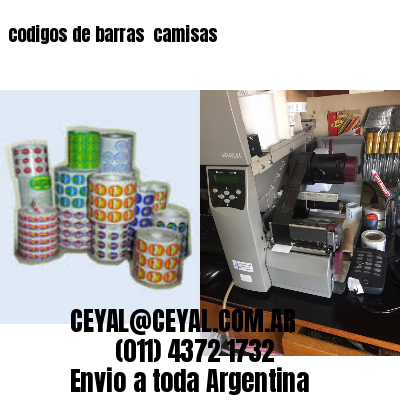 codigos de barras 	camisas
