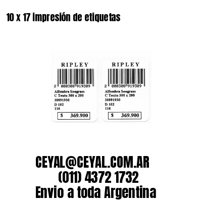 10 x 17 impresión de etiquetas