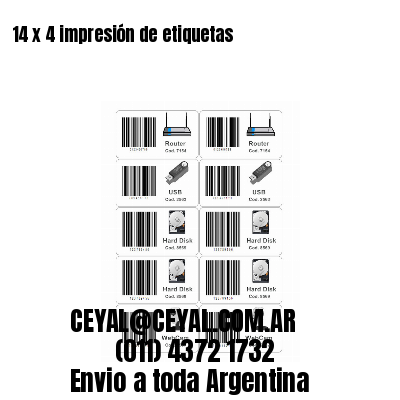 14 x 4 impresión de etiquetas