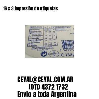 16 x 3 impresión de etiquetas