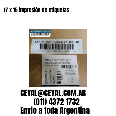 17 x 15 impresión de etiquetas