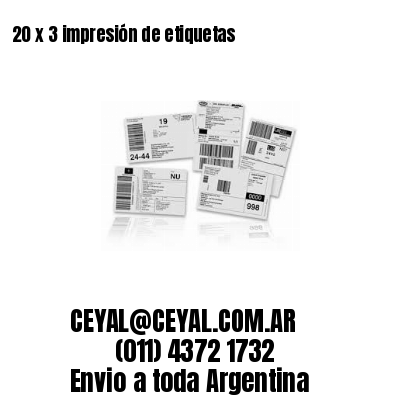 20 x 3 impresión de etiquetas