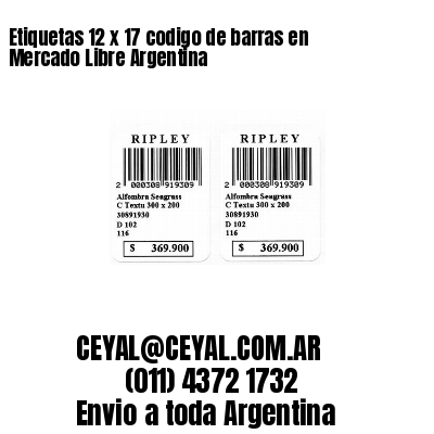 Etiquetas 12 x 17 codigo de barras en Mercado Libre Argentina