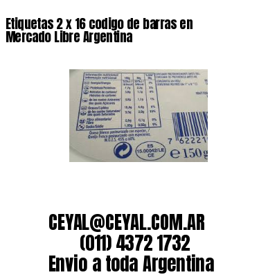 Etiquetas 2 x 16 codigo de barras en Mercado Libre Argentina