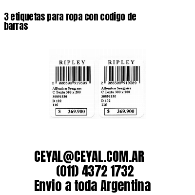 3 etiquetas para ropa con codigo de barras