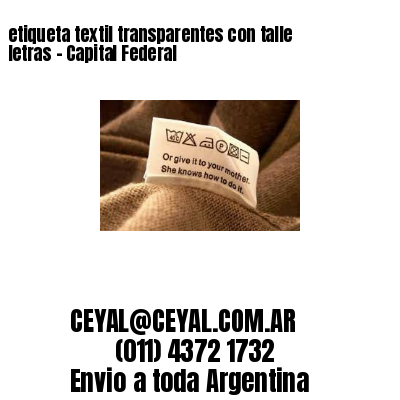 etiqueta textil transparentes con talle letras – Capital Federal