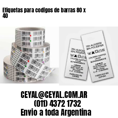 Etiquetas para codigos de barras 80 x 40
