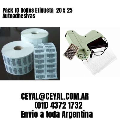 Pack 10 Rollos Etiqueta  20 x 25 Autoadhesivas