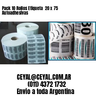 Pack 10 Rollos Etiqueta  20 x 75 Autoadhesivas