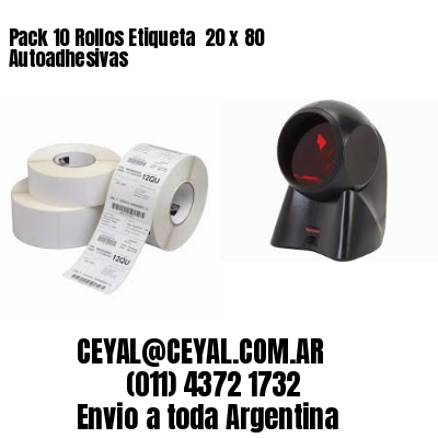 Pack 10 Rollos Etiqueta  20 x 80 Autoadhesivas