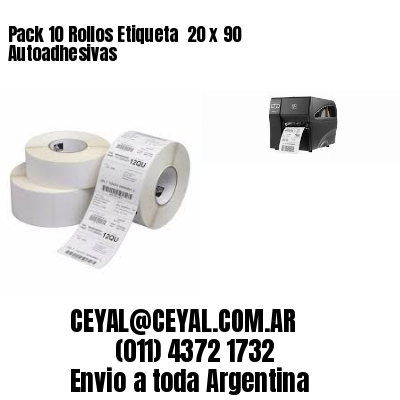 Pack 10 Rollos Etiqueta  20 x 90 Autoadhesivas