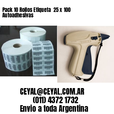 Pack 10 Rollos Etiqueta  25 x 100 Autoadhesivas