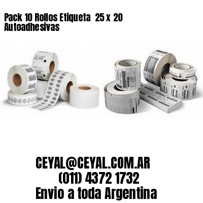 Pack 10 Rollos Etiqueta  25 x 20 Autoadhesivas