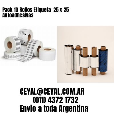 Pack 10 Rollos Etiqueta  25 x 25 Autoadhesivas