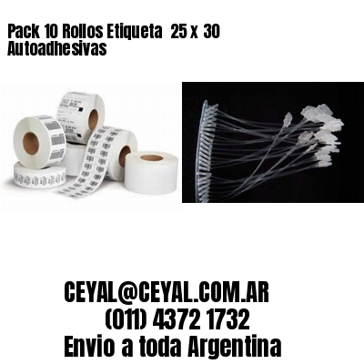 Pack 10 Rollos Etiqueta  25 x 30 Autoadhesivas