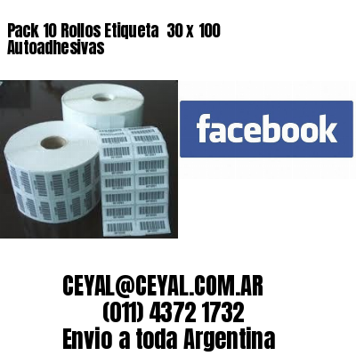 Pack 10 Rollos Etiqueta  30 x 100 Autoadhesivas