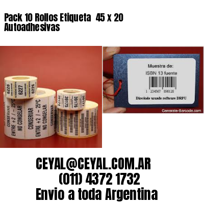 Pack 10 Rollos Etiqueta  45 x 20 Autoadhesivas