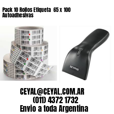 Pack 10 Rollos Etiqueta  65 x 100 Autoadhesivas