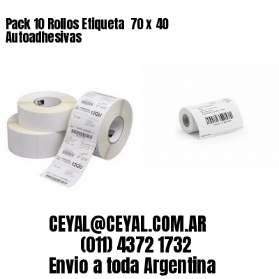 Pack 10 Rollos Etiqueta  70 x 40 Autoadhesivas