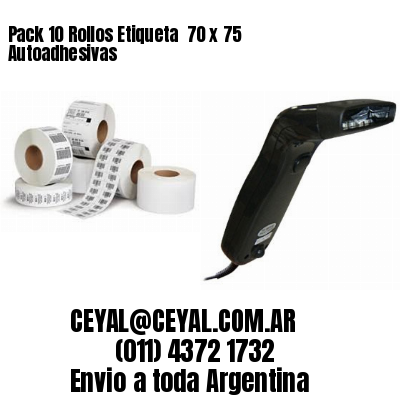 Pack 10 Rollos Etiqueta  70 x 75 Autoadhesivas