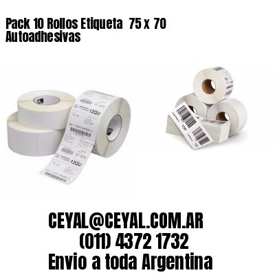Pack 10 Rollos Etiqueta  75 x 70 Autoadhesivas