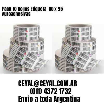 Pack 10 Rollos Etiqueta  80 x 95 Autoadhesivas