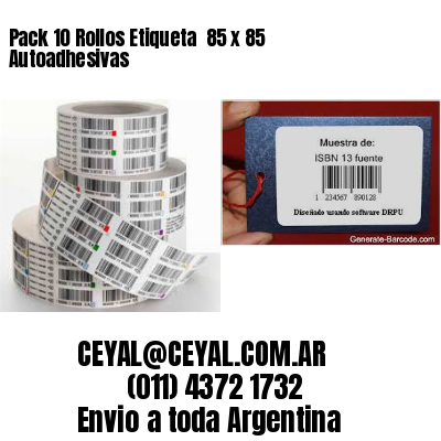 Pack 10 Rollos Etiqueta  85 x 85 Autoadhesivas