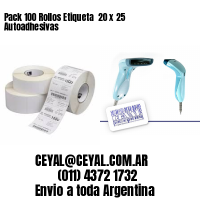 Pack 100 Rollos Etiqueta  20 x 25 Autoadhesivas