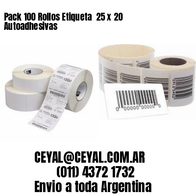 Pack 100 Rollos Etiqueta  25 x 20 Autoadhesivas