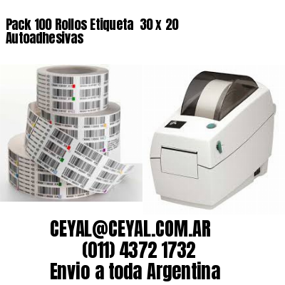 Pack 100 Rollos Etiqueta  30 x 20 Autoadhesivas