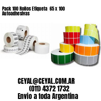 Pack 100 Rollos Etiqueta  65 x 100 Autoadhesivas