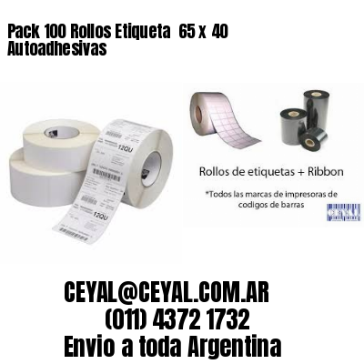 Pack 100 Rollos Etiqueta  65 x 40 Autoadhesivas