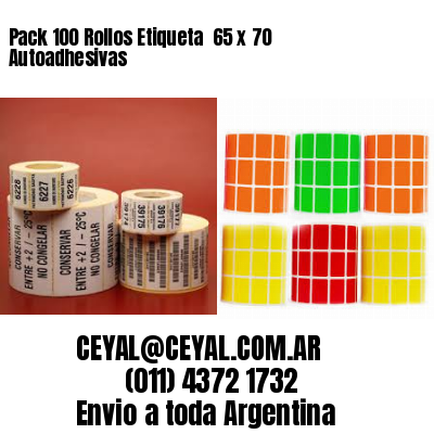 Pack 100 Rollos Etiqueta  65 x 70 Autoadhesivas