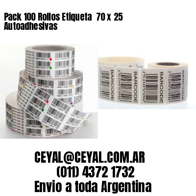 Pack 100 Rollos Etiqueta  70 x 25 Autoadhesivas