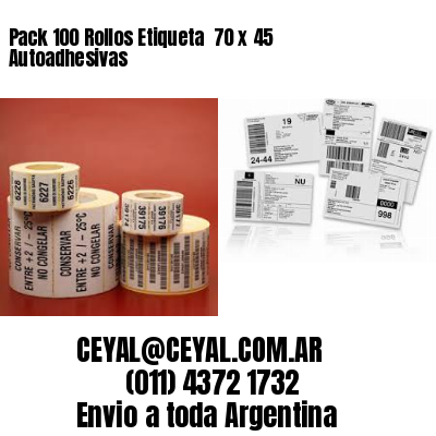 Pack 100 Rollos Etiqueta  70 x 45 Autoadhesivas