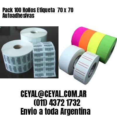 Pack 100 Rollos Etiqueta  70 x 70 Autoadhesivas