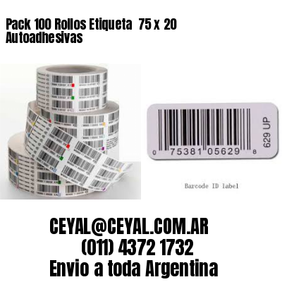 Pack 100 Rollos Etiqueta  75 x 20 Autoadhesivas