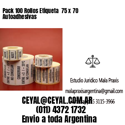 Pack 100 Rollos Etiqueta  75 x 70 Autoadhesivas