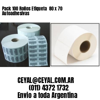 Pack 100 Rollos Etiqueta  80 x 70 Autoadhesivas