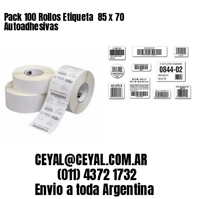Pack 100 Rollos Etiqueta  85 x 70 Autoadhesivas