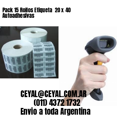 Pack 15 Rollos Etiqueta  20 x 40 Autoadhesivas