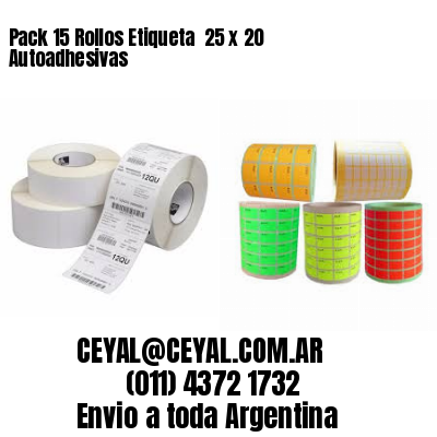 Pack 15 Rollos Etiqueta  25 x 20 Autoadhesivas