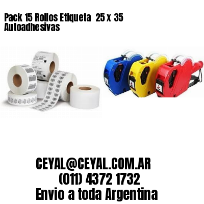 Pack 15 Rollos Etiqueta  25 x 35 Autoadhesivas