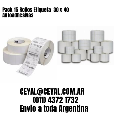 Pack 15 Rollos Etiqueta  30 x 40 Autoadhesivas