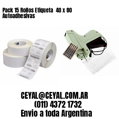 Pack 15 Rollos Etiqueta  40 x 80 Autoadhesivas