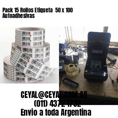 Pack 15 Rollos Etiqueta  50 x 100 Autoadhesivas
