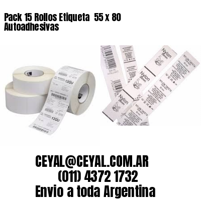 Pack 15 Rollos Etiqueta  55 x 80 Autoadhesivas