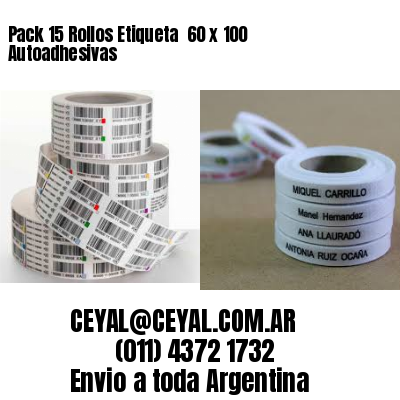Pack 15 Rollos Etiqueta  60 x 100 Autoadhesivas